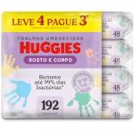 Kit Lenço Umedecido Infantil Huggies Rosto e Corpo 4 Pacotes com 48 Unidades