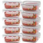 Mozcada - Kit 10 Potes de Vidro Marmita 330ml Hermético com Trava Retangular