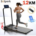 Esteira Elétrica Doméstica 2.0HP Dobrável Silenciosa Bluetooth 12km/h Suporta 120kg, Ergométrica para Casa