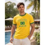 Camisa Esportiva Do Brasil Masculina Futebol Retrô Seleção Amarelo P