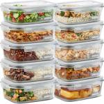 Kit 10 Potes De Vidro Herméticos 640ml Com 4 Travas Ideal Para Marmitas e Conservação De Alimentos, Vedação Total, Refratário Para Forno e Freezer por R$ 96,11 3x sem juros!