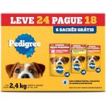 Leve 24 Pague 18 - Pack Ração Úmida Pedigree Sachê Carne/Frango/Cordeiro para Cães Adultos de Raças Pequenas -
