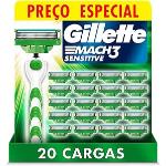 Gillette Mach3 Sensitive - Carga para Aparelho de Barbear, 20 unidades por R$ 139,31 em 4x sem juros!
