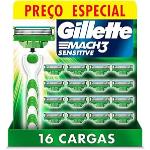 Carga para Gillette Mach3 Sensitive 16 unidades por R$ 99,89 à vista! Por Pix