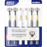 OralGos Escova de Dente de Três Lados 6 Unidades – Limpeza Profunda, Cuidado Suave com as Gengivas, Escova Macia para Adultos, Kit com Cores Variadas, Prático e Conveniente para Toda a Família