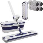 BEMMY Mop Plano 6 EM 1, Esfregão Plano Grande e Balde Dobrável, com 4 Almofadas de Microfibra Reutilizáveis para Seco e Molhado (1 Esfregão + 4 Almofadas + 1 Balde Dobrável) por R$ 125,10 4x sem juros!