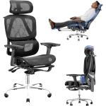 Cadeira de Escritório Ergonômica com Apoio para os Pés, Encosto Reclinável 145 , Apoios de Braço 3D Ajustáveis, Apoio de Cabeça e Lombar Ajustáveis, Mesh Transpirável, Cadeira para Home Office
