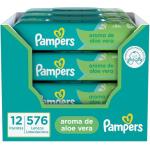Kit Lenço Umedecido para Limpeza Pampers - Aloe Vera - 12 Pacotes
