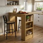 Bancada de Cozinha Ilha Gourmet Americana 2 Prateleiras 90cm Linha Bologna Cor Marrom por R$ 199,00 6x sem juros!