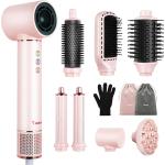 Secador de Cabelo Profissional 8 em 1 - Modelador de Cabelo, Escova de Ar Quente com Difusor, Modelador de Cachos e Secador Iônico, Ideal para Secagem e Ondulação Rápidas em Todos os Tipos de Cabelo (Rosa-220-240V) por R$ 444,28 à vista no Pix! | Aplique o cupom de R$ 40 OFF; da página!