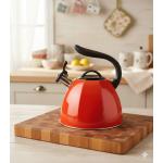 Chaleira com Apito Inox Aço Inoxidável Vermelho Laranja 3,5L Resistente ao Calor Fogão Soft Touch Cabo Emborrachado Ergonômica Elegante Design Charmoso Vintage por R$ 76,86 à vista no Pix!