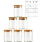 Potes Herméticos de Vidro com Tampa de Bambu - Kit 6 Unidades 200ml para Temperos, Grãos, Café e Organização de Cozinha