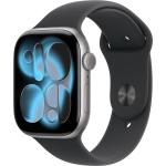 Apple Watch Series 11 GPS Cellular, Caixa em alumínio cinzento sideral de 46 mm com Bracelete desportiva preta - M/G