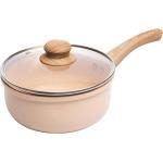 Panela de Indução LYOR, 16cm, Bege, Alumínio | com Tampa de Vidro, com Revestimento Cerâmico por R$ 82,90 à vista!
