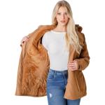parka feminina de sarja toda forrada de pelo por dentro com capuz removível