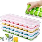 Kit 4 Formas Premium De Gelo Com Tampa Silicone Flexível Multiuso Papinha Bebê Drinks Whisky Frutas Molhos Antiodor Livre Bpa Freezer Desenforma Fácil Cozinha Organizada Reutilizável Durável
