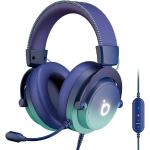 Basike Fone de ouvido jogos para PC - Headset Gamer Pro com Microfone, Modo FPS/Música, com som surround 7.1, Falante de 50mm, USB Compatível com Win7/10/11/MAC/PS4/PS5 (Azul)