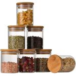 Kit 6 Potes Herméticos de Vidro Com Tampa De Bambu 250ml Frete Grátis