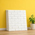 Kit 10 Und De Placas Adesivo 3d Papel Parede Tijolinho 77x70 Branco