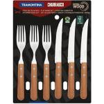 Jogo de Talheres Dynamic Sortidos, 12 Peças PARA CHURRASCO, LÂMINAS DE AÇO INOX, CABOS DE MADEIRA