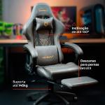 Cadeira Gamer Husky Tempest 700, Até 145kg, Almofadas, Reclinável 150 , PU, Descanso para Pés, Cinza - HCG700CZ