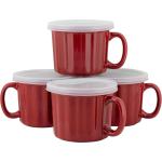 Amazon - 10 Strawberry Street Caneca de sopa de 473 ml com tampa, conjunto de 4, vermelha