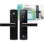 Smart Fechadura Digital Wi-Fi de Embutir Positivo Casa Inteligente, Abertura por Senha, Biometria, Tag, Chave e Aplicativo, Preta com Maçaneta