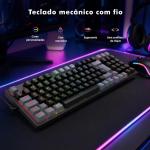Teclado Mecânico Gamer com Fio 95 Teclas, RGB com 20 Modos de Iluminação, Switch Vermelho Hot Swap, Anti Ghosting, Teclado Compacto USB para PC, Notebook, Windows e Mac (Preto)