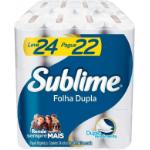 Sublime - Papel Higiênico, Folha Dupla, 24 Rolos por R$ 23,29