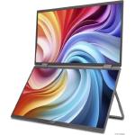 Monitor Acer Portátil Ultrafino PD193Q prata com tela dupla Duplo Painel LED IPS de 18.5 com resolução Full HD 60 Hz HDMI e cabo USB Tipo-C 3.2 Gen. 2