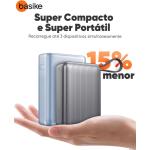 Basike Power Bank, Carregador Portátil 20000mAh 45W, 3-Saídas com Cabo USB-C Integrado, Bateria Externa de Carregamento Rápido PPS/PD/QC para iPhone Séries 16/15/14/13, Samsung S25/24/23/22/21 (Cinza) | Por apenas: R$ 155,14no pixou em até 10x