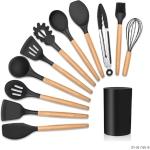 Kit 12 Utensílios De Cozinha Em Silicone E Cabo De Madeira GAXMARK