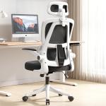 EKROTOK Cadeira de Escritório com Almofada de Assento de Látex, Cadeiras Ergonômicas para Computador com Apoio de Braços Retráteis e Apoio Lombar com Encosto Alto Trabalho, Apoio de Cabeça Ajustável por R$ 379,05 à vista no Pix!