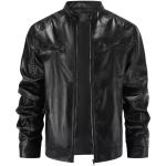 EKROTOK Jaqueta Masculina de Couro Sintético, Casaco de Inverno, Casaco Leve de Couro Sintético Bomber para Motociclistas. (XGG) por R$ 113,05 à vista no Pix!