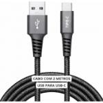 Cabo USB Para USB-C 2 Metros 60W Turbo Carregamento Rápido por R$ 12,25