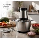 Processador Triturador de Alimentos 3L 500W Inox Multifuncional 110V
