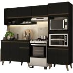Armário De Cozinha Completa C Balcão Atlanta Essence Carraro Preto Touch