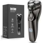 Aparelho de Barbear Elétrico Masculino Barbeador Rotativo, Preto | Sem Fio, à Prova d'Água, para Uso Seco e Molhado, Carregamento USB Rápido, Aparador Pop-up, Lâminas de Precisão por R$ 141,55 à vista no Pix!