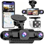 Câmera Veicular 4 Lentes Full HD 1080P, Dash Cam Frontal, Interna e Traseira, Visão Noturna IR, Tela IPS 3.0", Ângulo 170°, Sensor G, Gravação em Loop, Monitoramento de Estacionamento, Cartão 64GB por R$ 255,64 à vista no Pix!