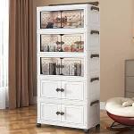 BEMMY Armário Multiuso Caixa Armazenamento Dobrável Rodinha,Armário Organizador Grande Dobrável de 5 Níveis 131.5 * 55 * 28CM por R$ 259,00 em 6x sem juros