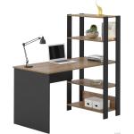 Escrivaninha com Estante Lateral MATCH cor Preto/Pinho - Artely