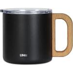 LUMAI Caneca Térmica 350ml, Inox 304 com Tampa e Alça de Madeira - Preta por R$ 50,00 2x sem juros!
