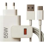 Carregador Turbo 55w Usb-c Com Cabo Tipo C 1 Metro, Fonte Bivolt 110v/220v, Carregamento Rápido Fast Charge, Compatível Com Smartphone Android, Iphone, Tablet E Notebook