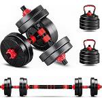 Kit Haltere 6 em 1 Ajustável para Musculação - 15kg Preto - Multifuncional com Barra e Kettlebell por R$ 225,89 à vista! Por Pix